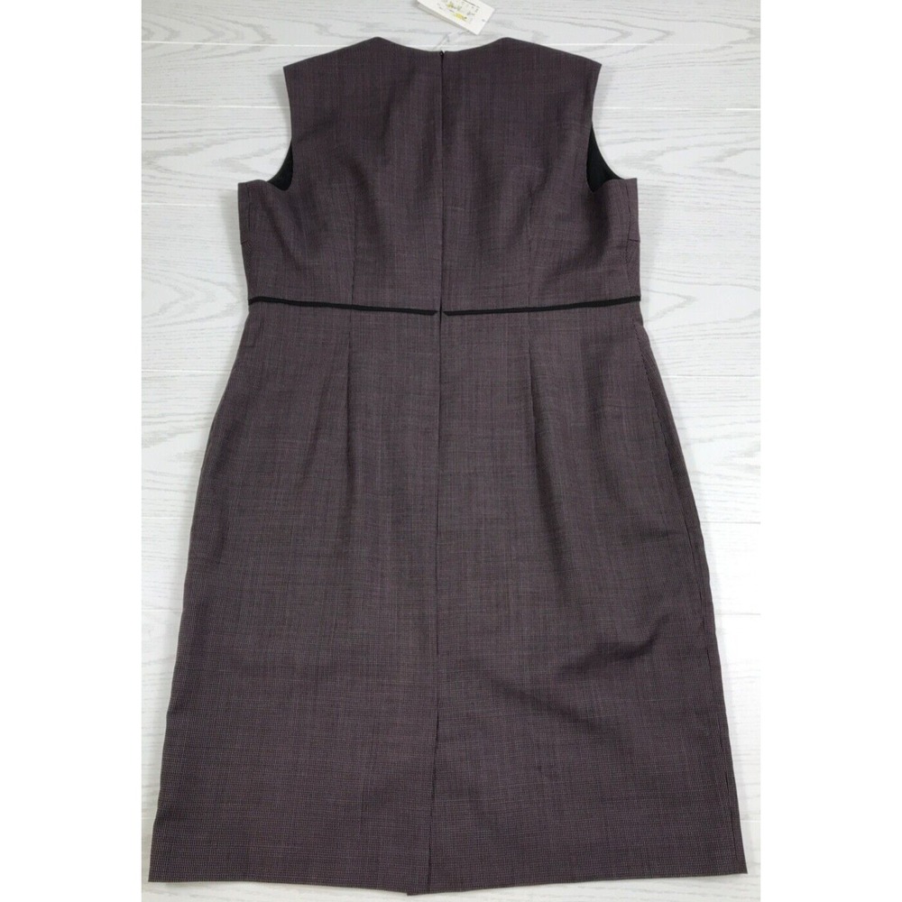 New Hugo Boss Wool Dress Women 14 Difana Sleeveless Purple Tweed Sheath Designer